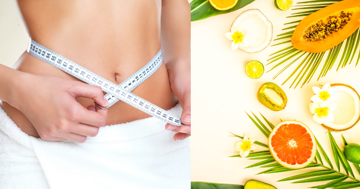 a woman measuring her waist with a tape measure